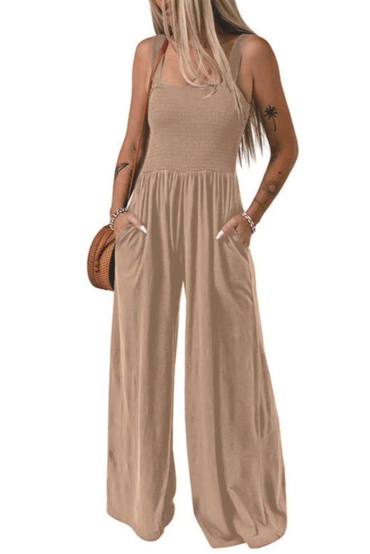 Cathleen – Lightweight Wide Leg Square Neck Jumpsuit