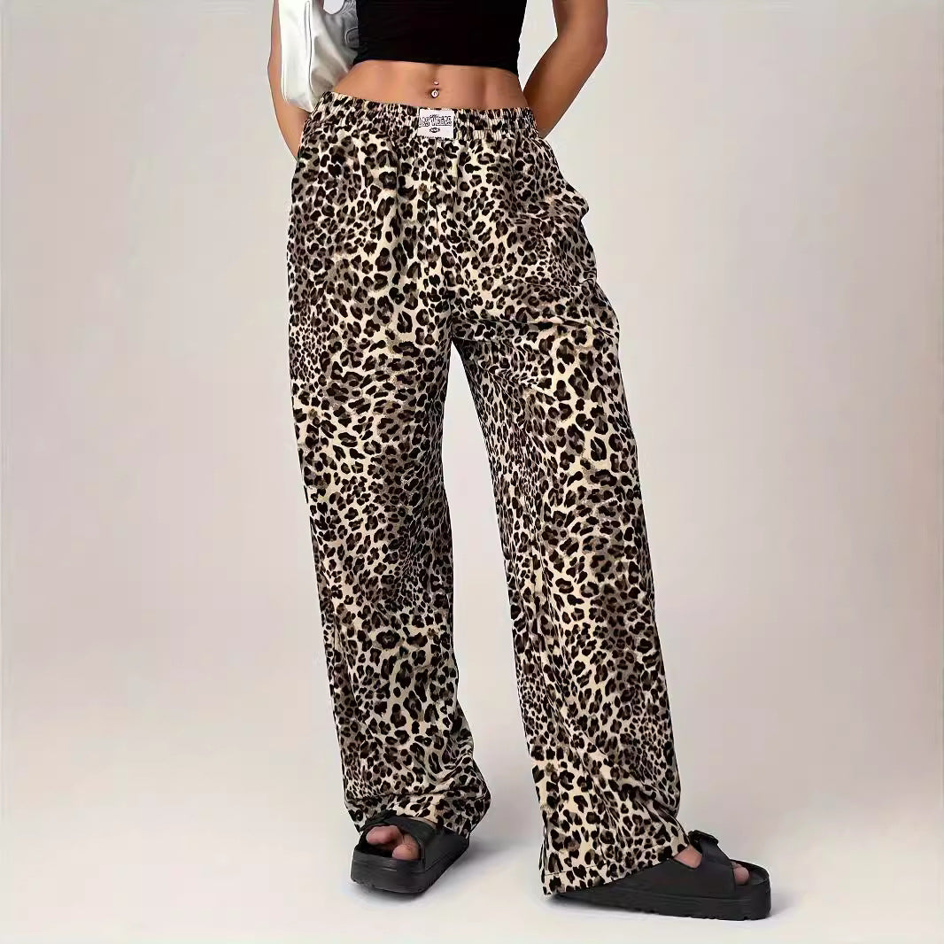 Angela – Comfy Straight Leg Leopard Print Trousers