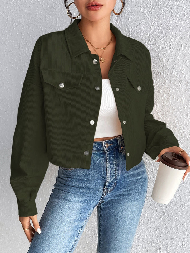 Jill – Solid Zip-Up Crop Jacket