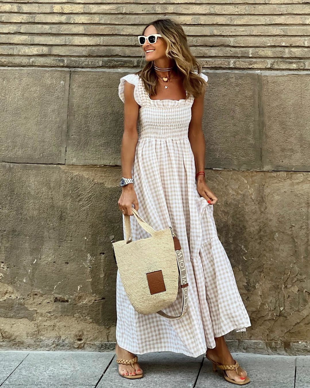 Nancy – Chic Retro Plaid Smocked Dress