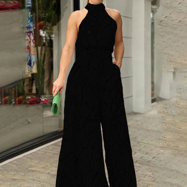 Cheryl – Elegant Wide Leg Neck Tie Sleeveless Summer Jumpsuit