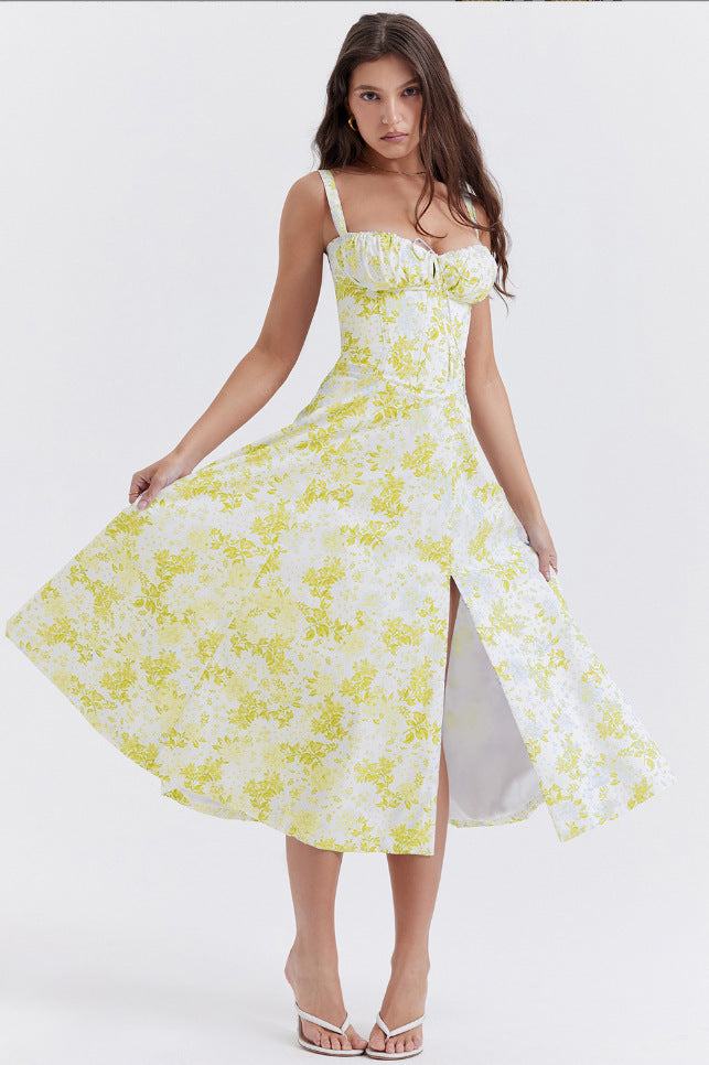 Isobel – Casual Lace-Up Square Neck Midi Dress