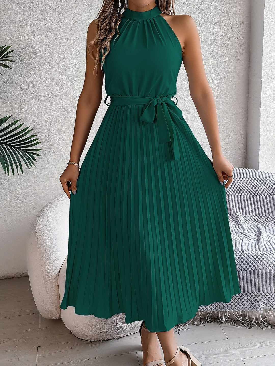 Lottie – Graceful Pleated Midi Dress