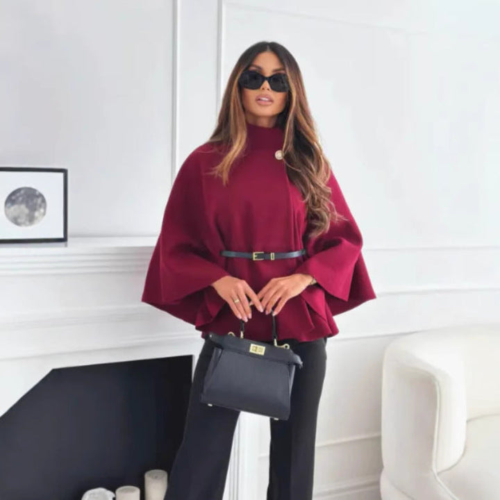Hattie – Cosy High Neck Buttoned Cape
