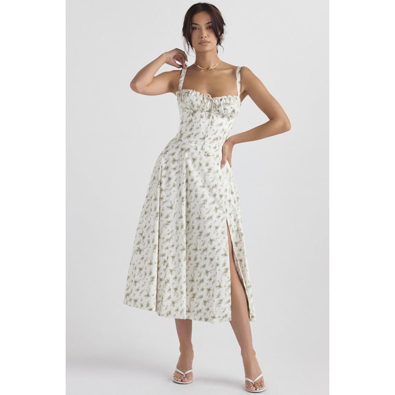 Isobel – Casual Lace-Up Square Neck Midi Dress