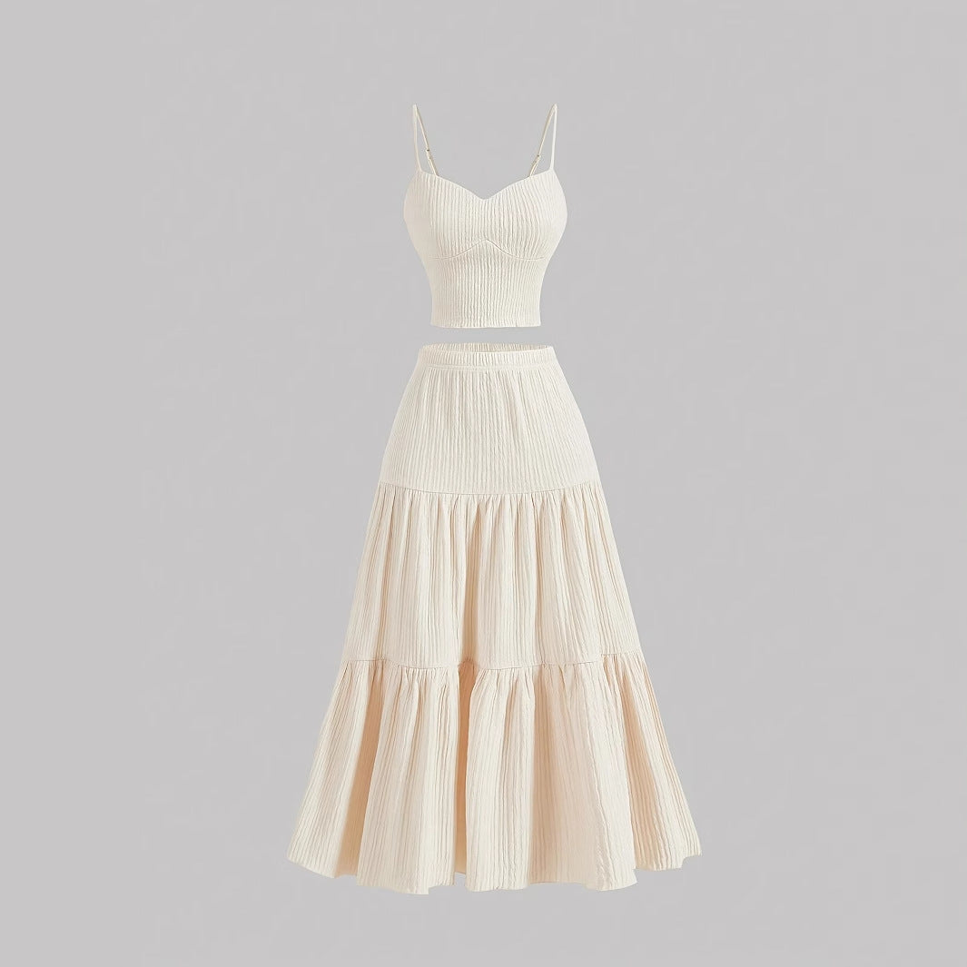 Nancy – Comfy Sleeveless Crop Top and A-Line Skirt Set