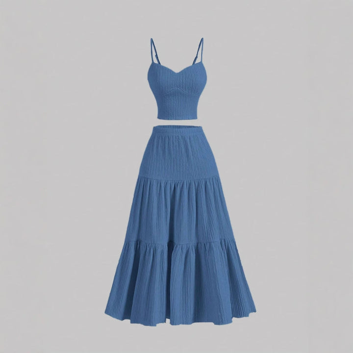 Nancy – Comfy Sleeveless Crop Top and A-Line Skirt Set