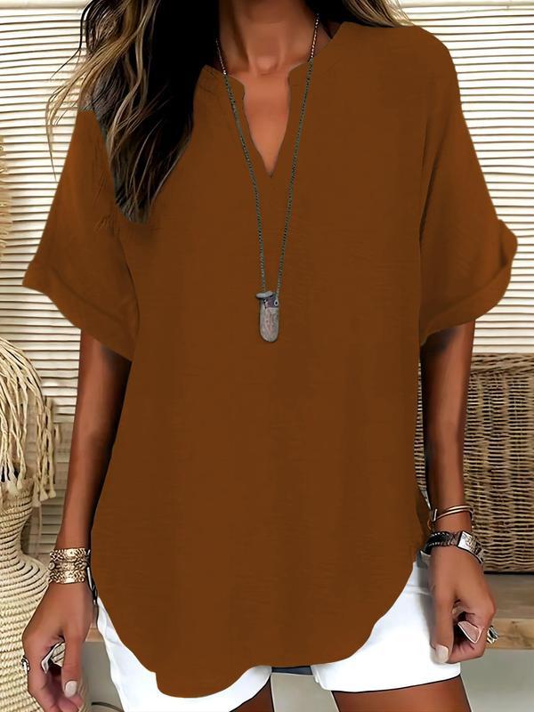 Ethel – Casual Plain Short Sleeve Blouse