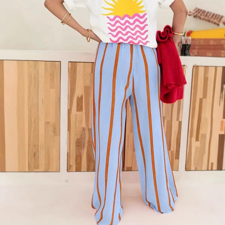Charo – Comfy Striped Wide Leg Lounge Trousers