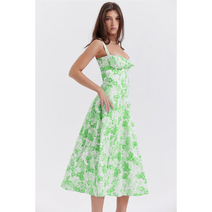 Isobel – Casual Lace-Up Square Neck Midi Dress