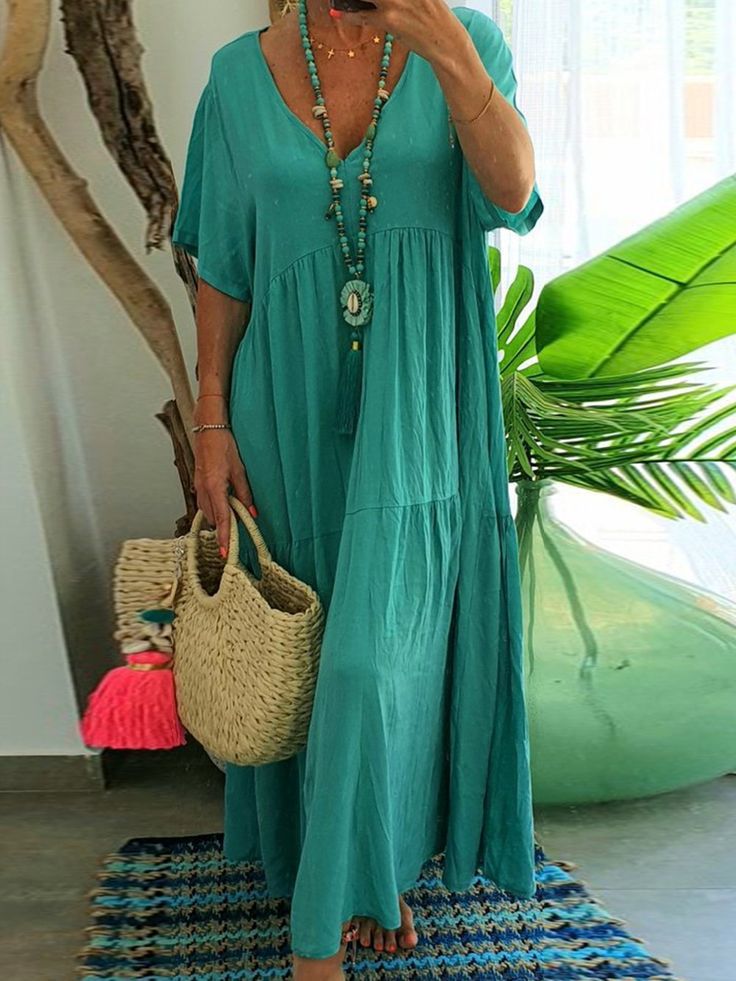 Stephanie – Soft Ruffle V-Neck Maxi Dress