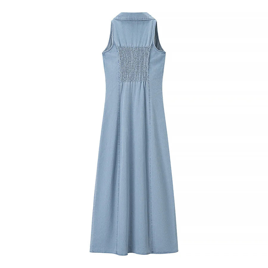 Jean – Classic Buttoned Down Deep V-Neck Maxi Dress