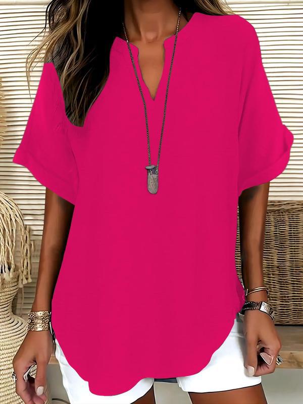 Ethel – Casual Plain Short Sleeve Blouse
