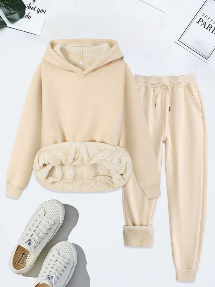 Mavis – Cozy Solid Colour Hoodie and Drawstring Pants Set
