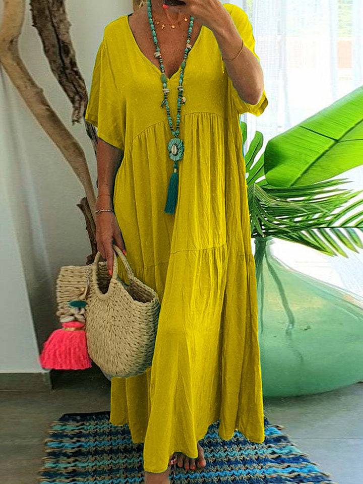 Stephanie – Soft Ruffle V-Neck Maxi Dress