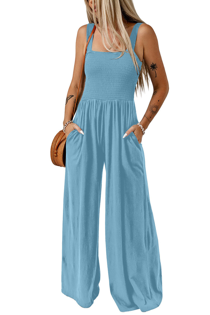 Cathleen – Lightweight Wide Leg Square Neck Jumpsuit