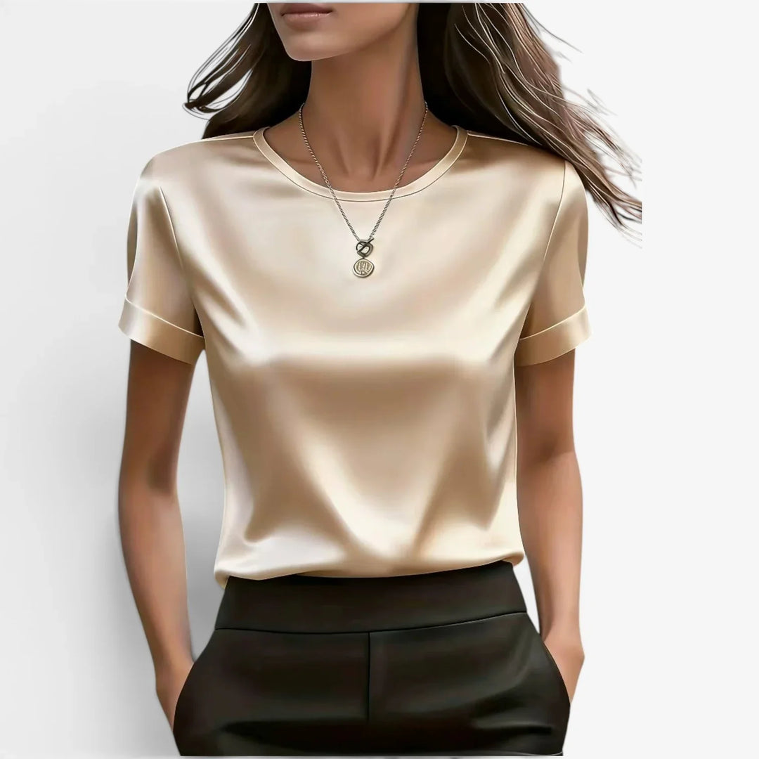 Nadine – Satin Finish Short Sleeve Top