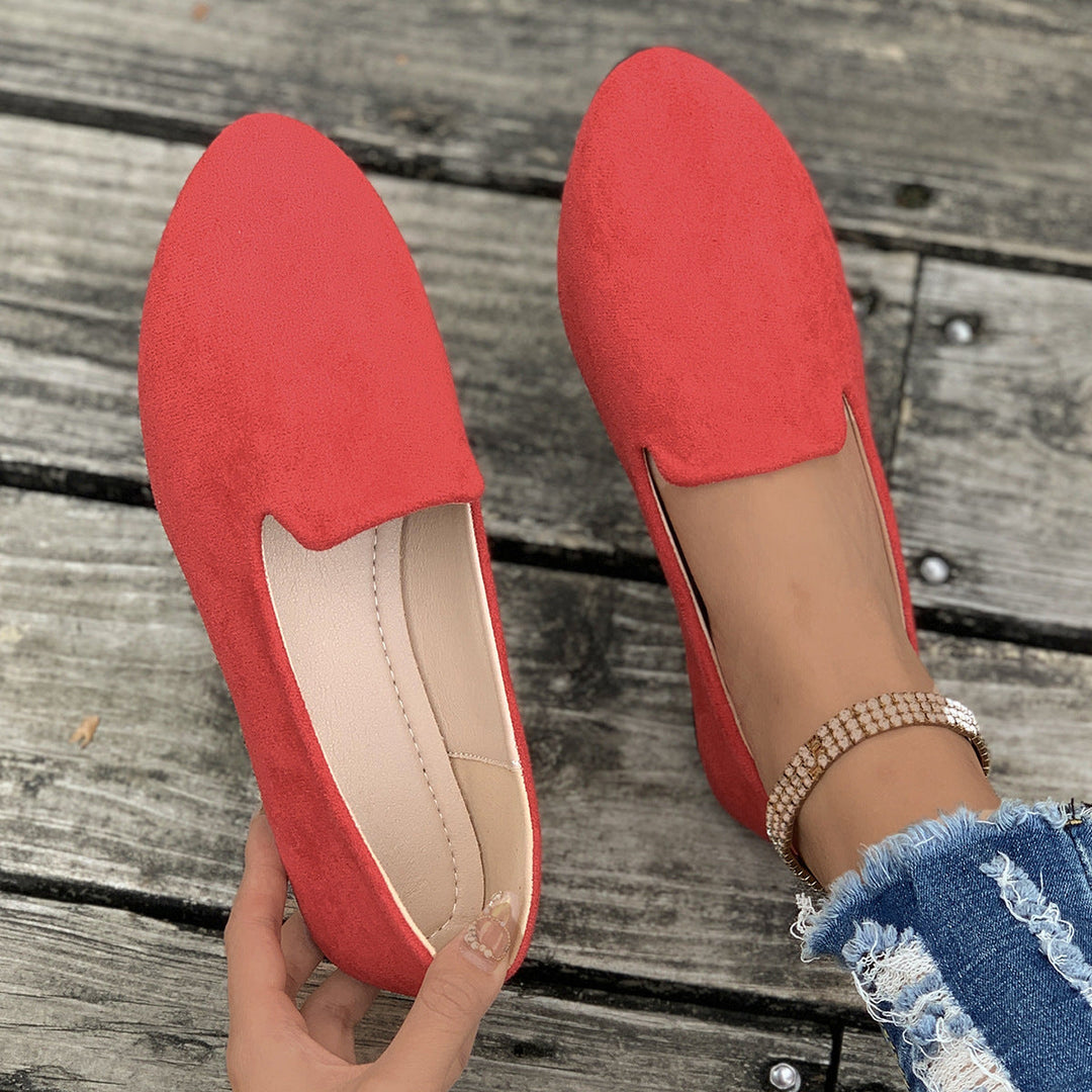 Ethel – Solid Colour Soft Sole Pointed Toe Slip-On Flats