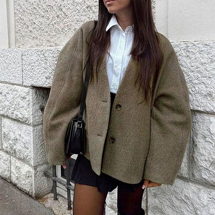Lucinda – Casual Long Sleeve Collared Crop Jacket