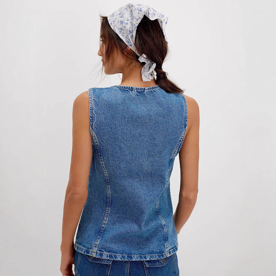 Mavis – Casual Sleeveless Loose Zip Vest
