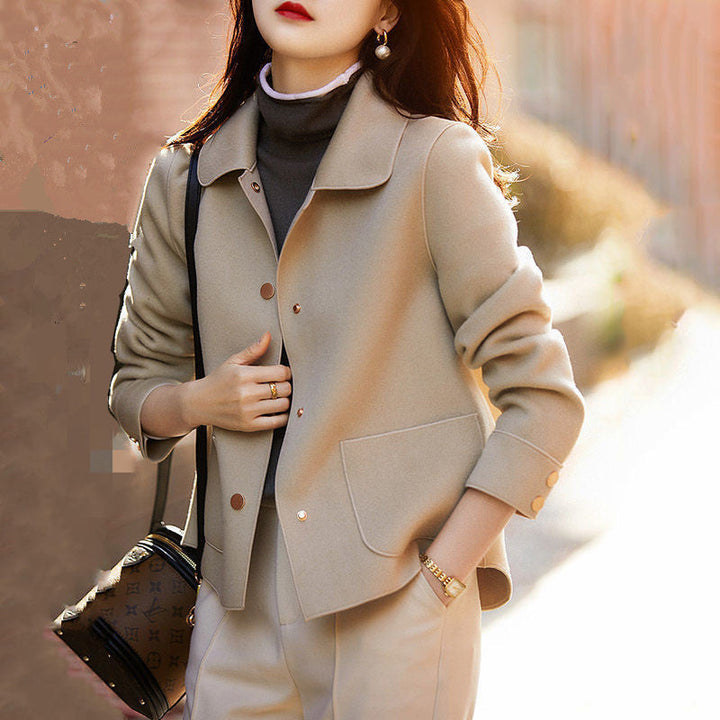 Sheena – Cosy Button Front Long Sleeve Collared Coat