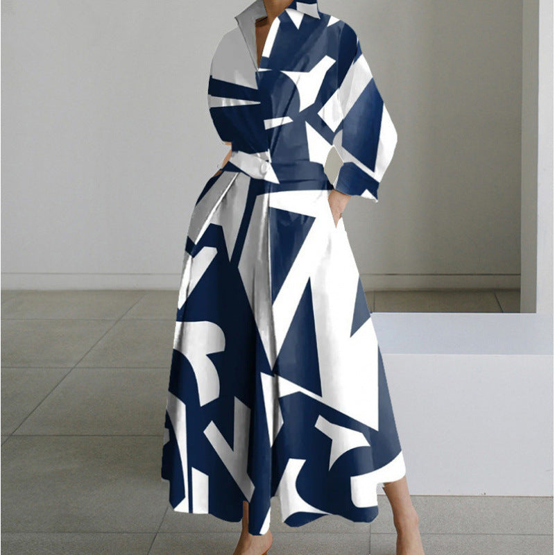Nancy – Elegant Front Wrap Collared Maxi Dress