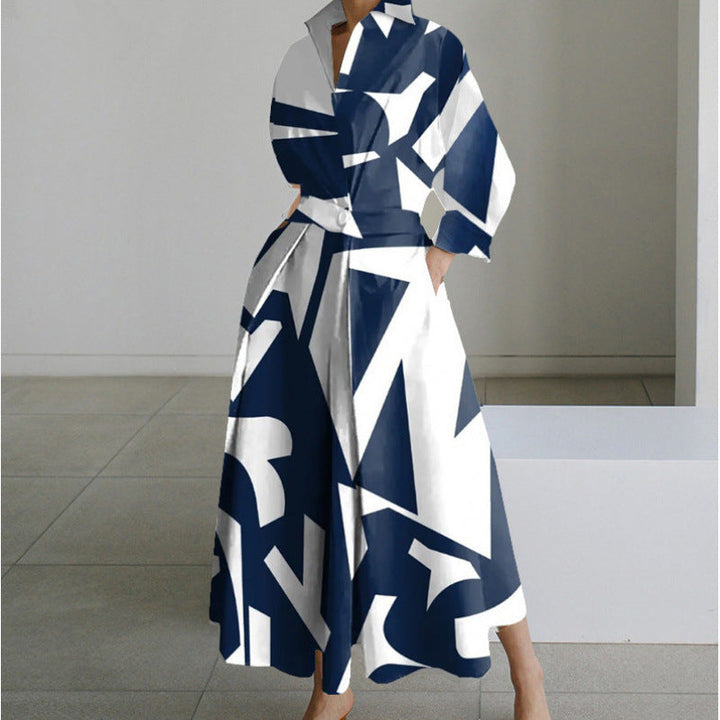 Nancy – Elegant Front Wrap Collared Maxi Dress