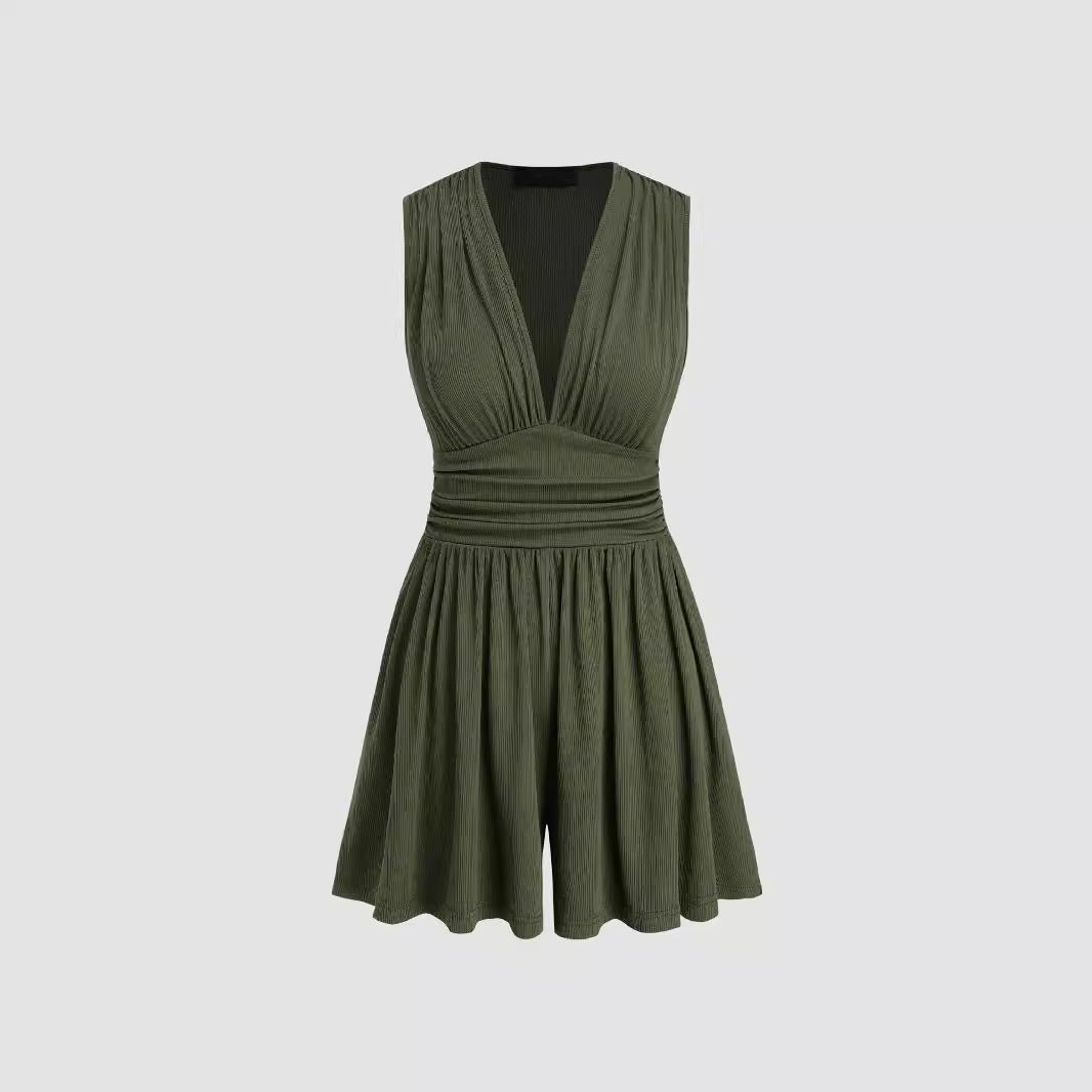 Mavis – Chic V-Neck Sleeveless Overall Romper