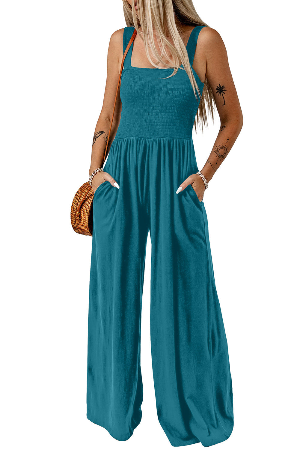 Cathleen – Lightweight Wide Leg Square Neck Jumpsuit