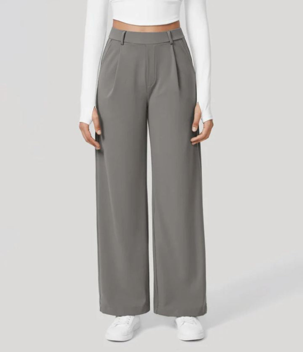 Charmie – Casual High Waist Straight Leg Trousers