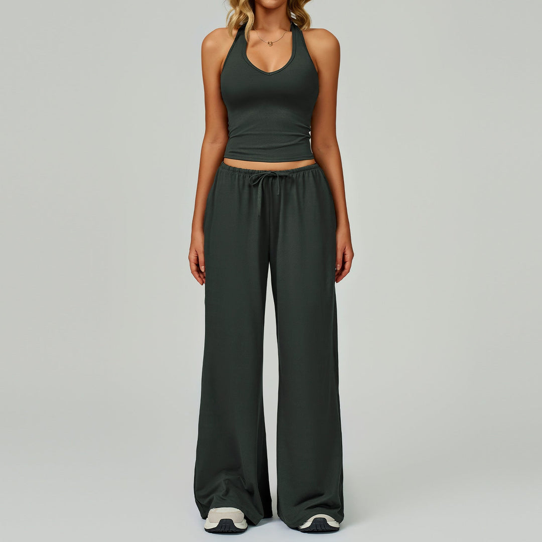 Dingding – Casual Crop Tank Top and Wide Leg Pants Set