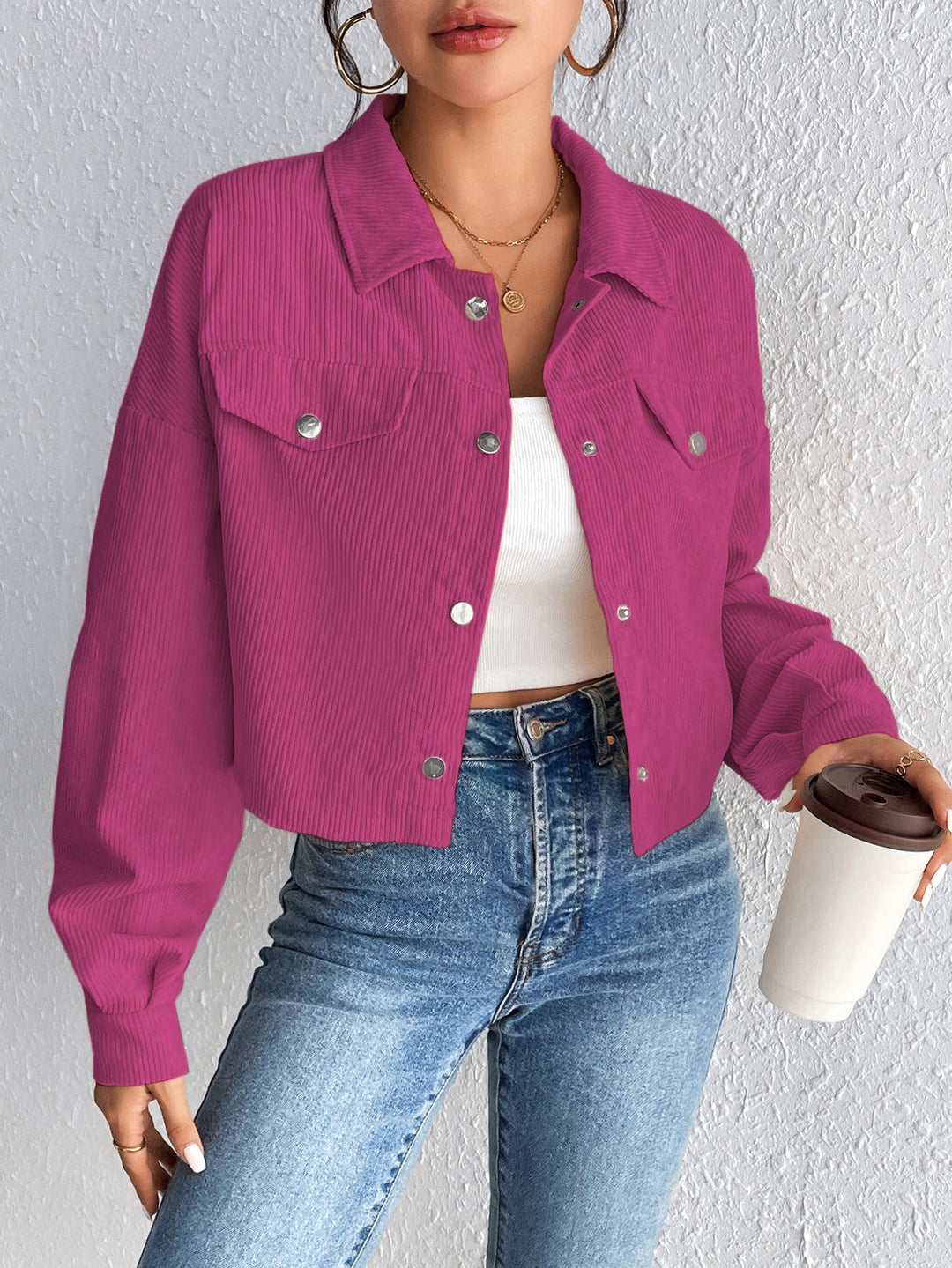 Jill – Solid Zip-Up Crop Jacket