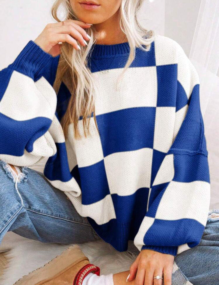 Isobel – Casual Plaid Long Sleeve Round Neck Sweater