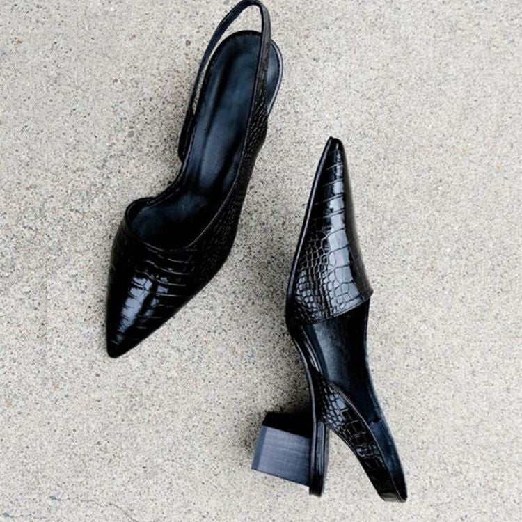 Clara – Pointed Toe Slingback Block Heels