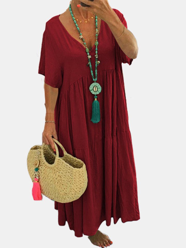 Stephanie – Soft Ruffle V-Neck Maxi Dress
