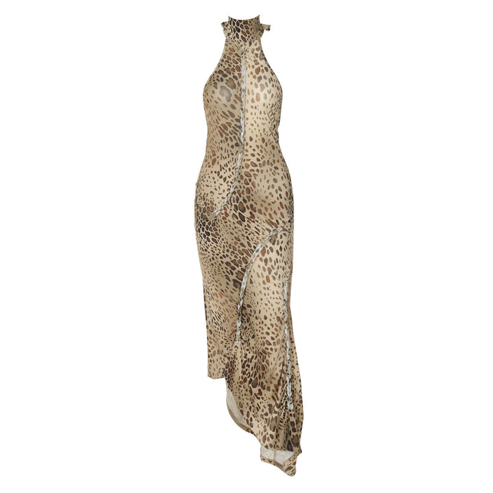 Jill – Graceful Leopard Backless Sleeveless Maxi Dress
