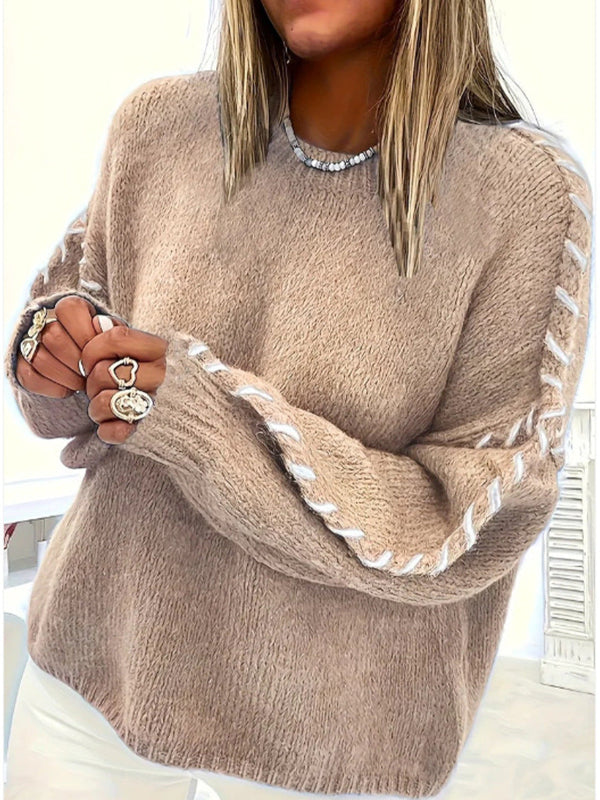 Brenda – Casual Striped Drop Shoulder Long Sleeve Sweater