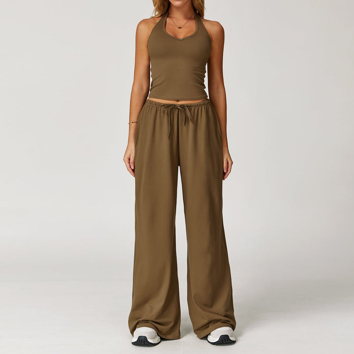 Dingding – Casual Crop Tank Top and Wide Leg Pants Set