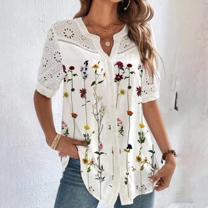 Nancy – Casual Lace Printed Blouse