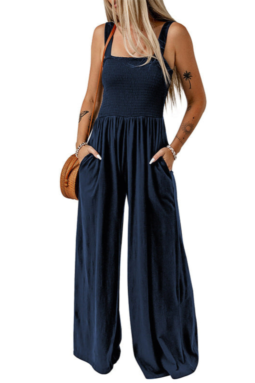 Cathleen – Lightweight Wide Leg Square Neck Jumpsuit