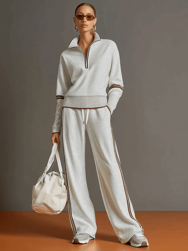 Marietta – Half-Zip Sweatshirt and Wide-Leg Pants Set
