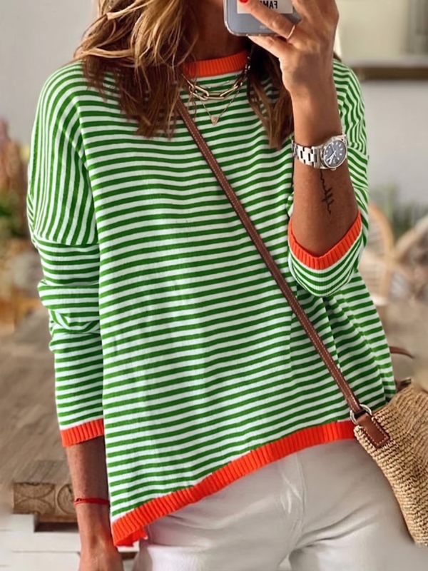Harriet – Blue and White Striped Long Sleeve Top