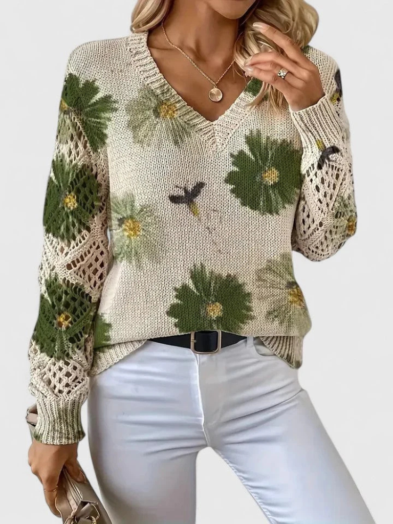 Eliza – Floral Bloom Knit Sweater