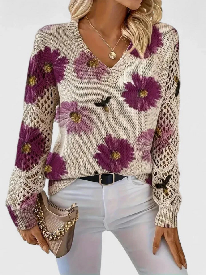 Eliza – Floral Bloom Knit Sweater