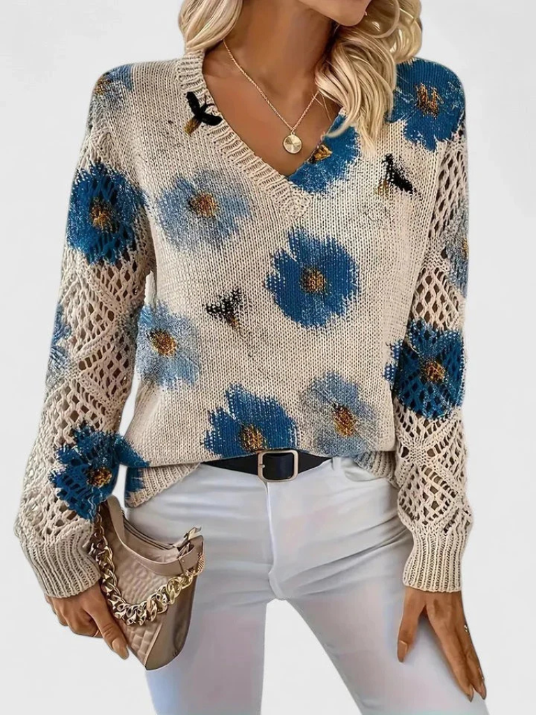 Eliza – Floral Bloom Knit Sweater
