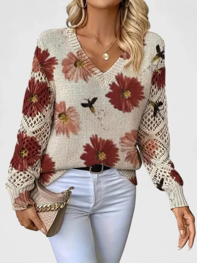 Eliza – Floral Bloom Knit Sweater