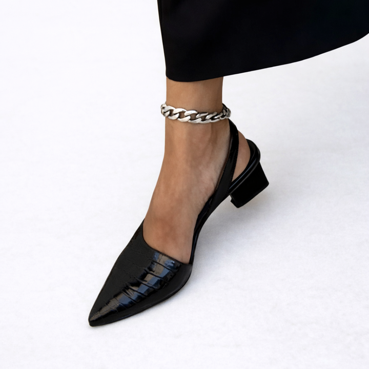 Clara – Pointed Toe Slingback Block Heels