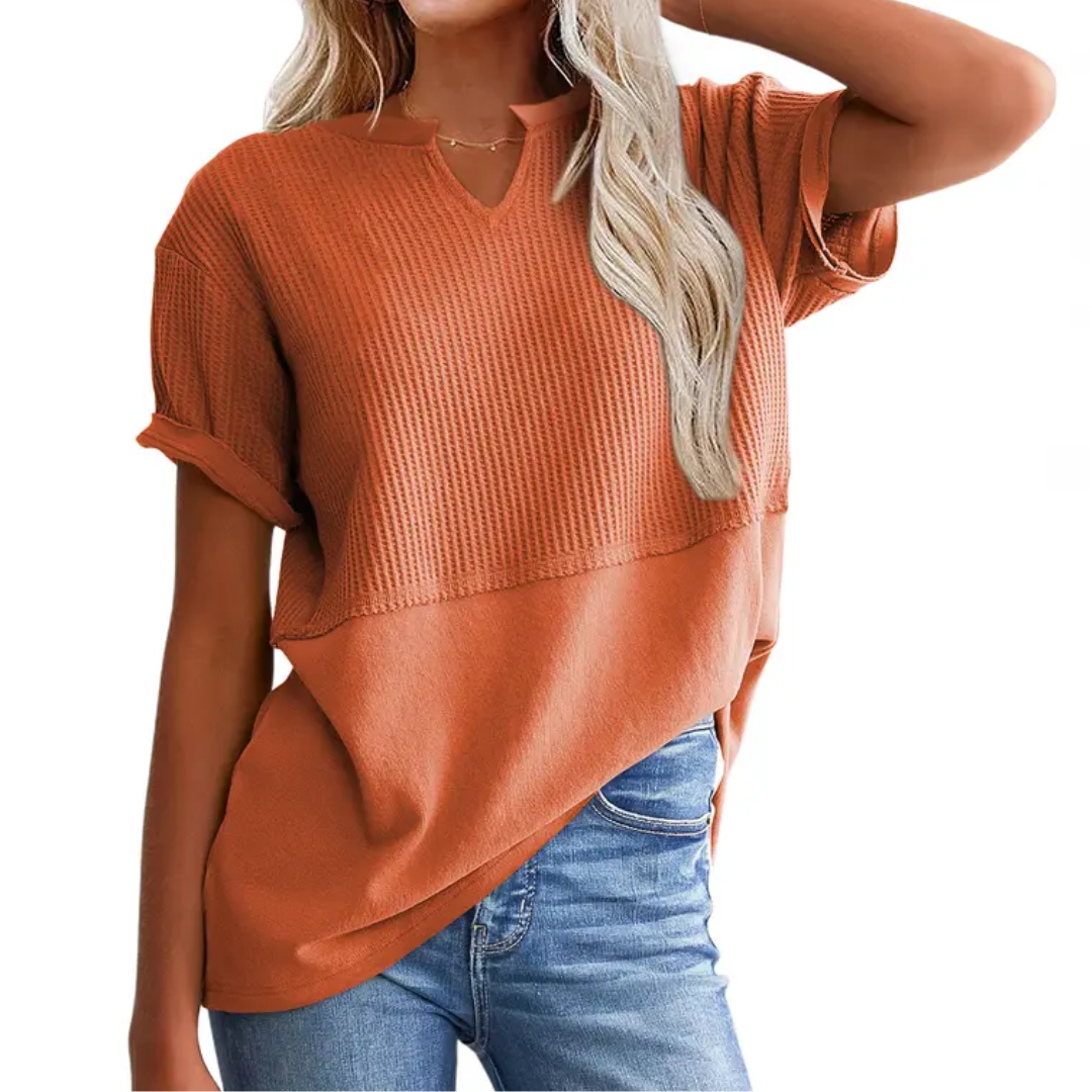 Gracie – Cosy Waffle Knit V-Neck Top