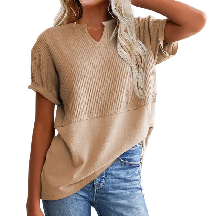 Gracie – Cosy Waffle Knit V-Neck Top