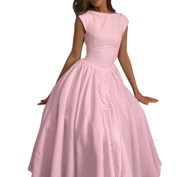 Angela – Chic Bardot Backless Maxi Dress